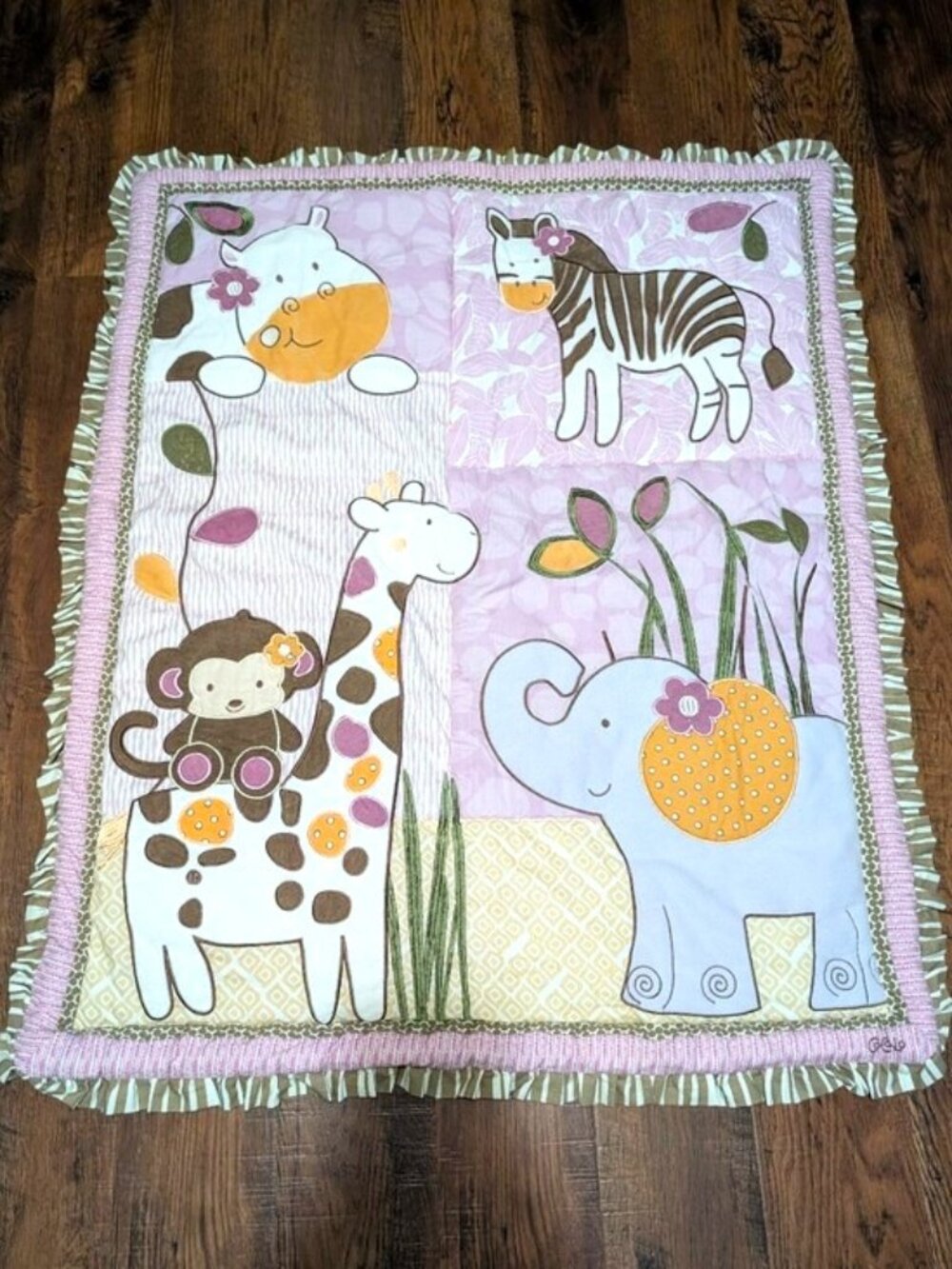 CoCaLo Baby Jacana Crib Quilt With Playful Safari Animals‎ 38” x 46”